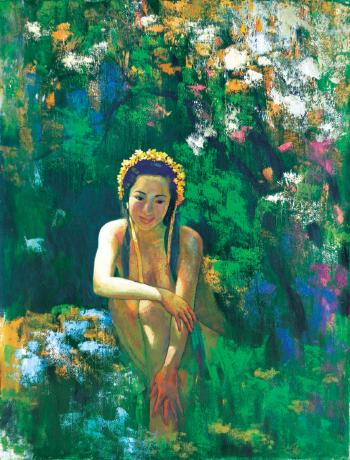 Beauty among the flower by 
																	 Ren Jianhui