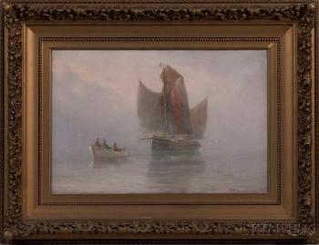 Towing a Vessel in Mist by 
																			Theodor Victor Carl Valenkamph
