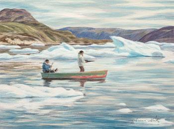 Kanee and Iapalee Seal Hunting by 
																			Anna T Noeh