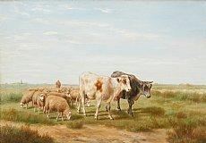 Vaches et moutons retournant à la ferme by 
																	Arthur de Waerhert