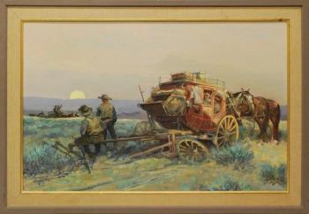 The stage coach by 
																			Charles W Hargens