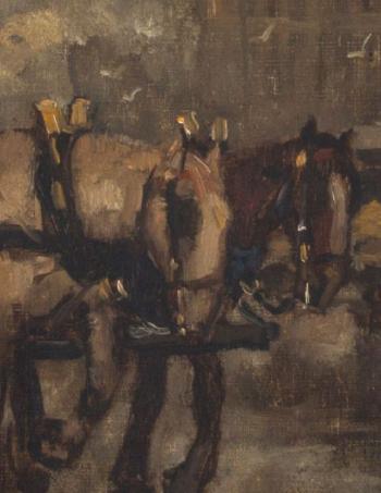 Street Scene with Draft Horses by 
																			Cornelis Noltee