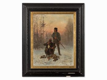 Hunters in The Snow by 
																			Fritz von Kleudgen