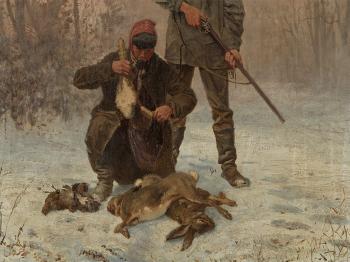 Hunters in The Snow by 
																			Fritz von Kleudgen