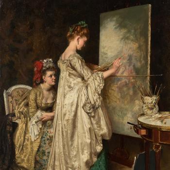 Paintress by 
																			Charles Alexandre Coessin de la Fosse