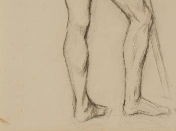 Standing Male Nude with Cane by 
																			Hans Purrmann