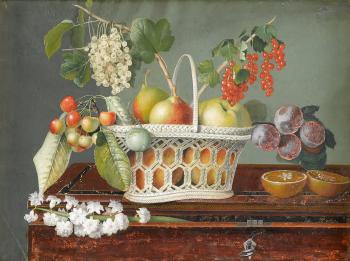 Still Life With Mixed Fruits In A Reticulated Basket by 
																	Giovanna Garzoni