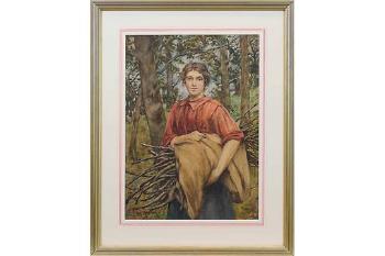 Maiden Gathering Firewood by 
																	Henry Meynell Rheam