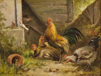 Barnyard Chickens by 
																			Marinus Adrianus Koekkoek