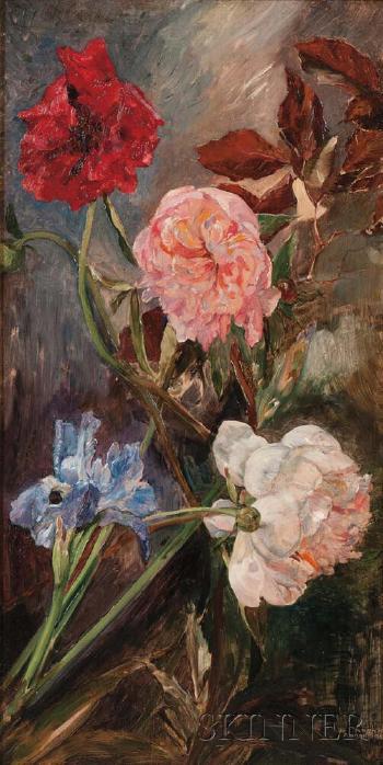 Peonies and Irises by 
																			Gustav Magyar-Mannheimer