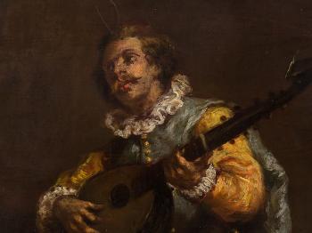 Man playing the Lute by 
																			Enrique Atalaya