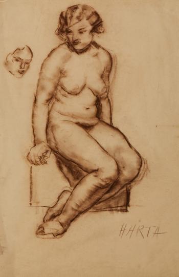 Seated Female Nude by 
																			Felix Albrecht Harta