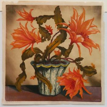 Vase with orange flowers by 
																			Hugo Noske