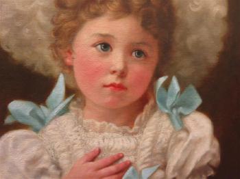 Portrait of a young girl by 
																			Clara M Hawkes