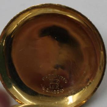Gold Hunter case pocket by 
																			 Waltham Watch Company