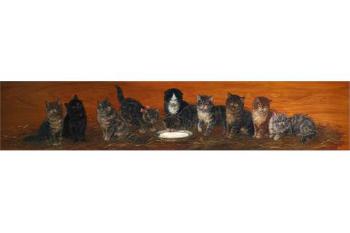 Sharing, a Study of Ten Kittens with a Bowl of Milk by 
																			Bessie Bamber