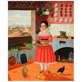 Girl in Red Dress with Chickens by 
																			Horacio Renteria