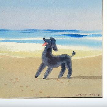 Poodle on the beach by 
																			Louis Macouillard