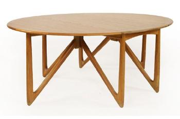 A Danish Oval Teak Drop-Leaf Dining Table by 
																	 Jason Mobler