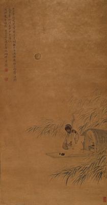 Playing Chinese lute on the boat by 
																	 Ma Bihuang