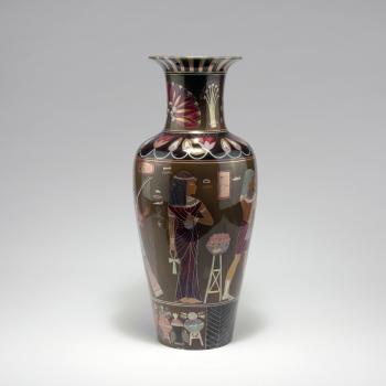 Tall Egypt vase by 
																			Gizella Szekeres