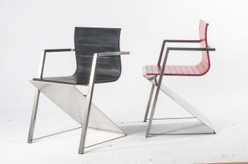 Two d8 Documenta armchairs by 
																			Reinhard Muller