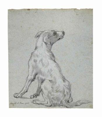 A seated dog by 
																	Michel Francois Dandre Bardon