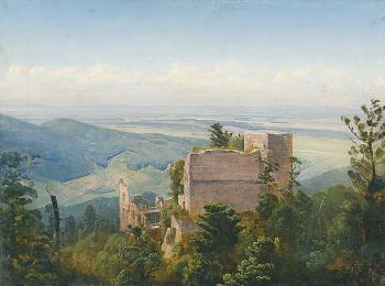 Blick über die Ruine der Burg Hohenbaden in die Rheinebene by 
																	Carl Ludwig Frommel