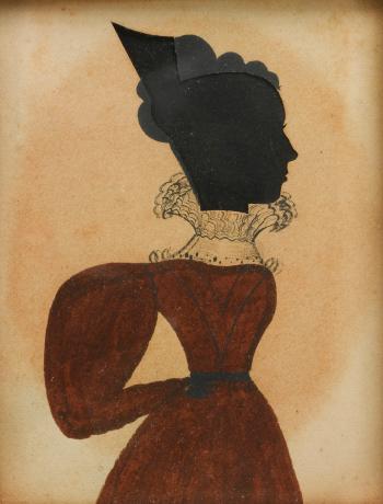 Silhouette Portrait of A Lady Wearing A Red Dress And High, Lace Collar by 
																	 Puffy Sleeve Artist