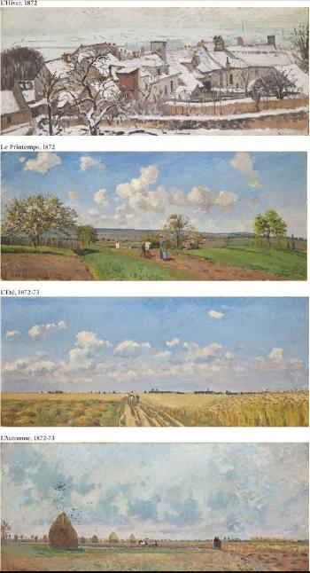 Les quatre saisons (L'hiver, Le printemps, L'été, L'automne) by 
																	Camille Pissarro