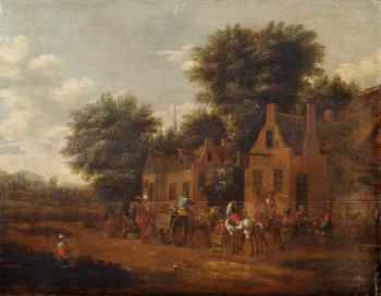 Rastende Reiter Vor Einem Wirtshaus by 
																	Cornelis van Essen