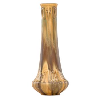 Tapering vase with carved Native American-style decoration by 
																			Adelaide Robineau