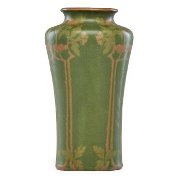 Large vase with stylized roses by 
																			Frederick Walrath