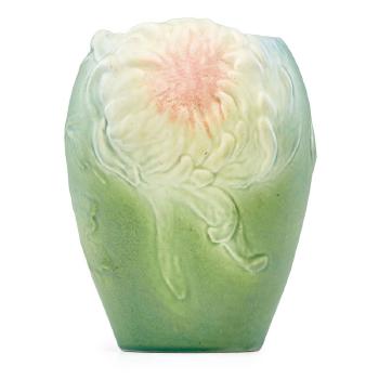 Z-line vase with chrysanthemums by 
																			Harriet Wilcox