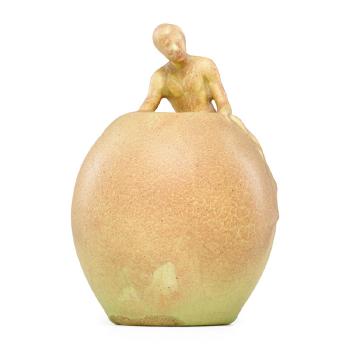 Z-line figural vase with nude male by 
																			Anna Marie Valentien