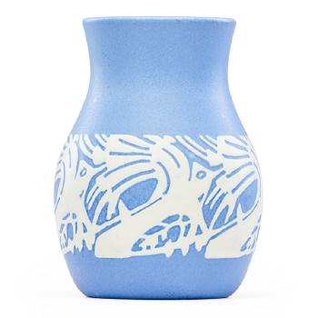 Vase excised with stylized birds by 
																			 Overbeck Pottery