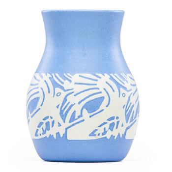 Vase excised with stylized birds by 
																			 Overbeck Pottery