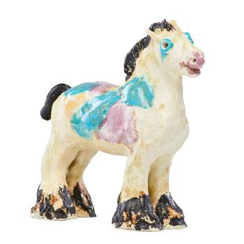 Draft horse figurine by 
																			 Overbeck Pottery