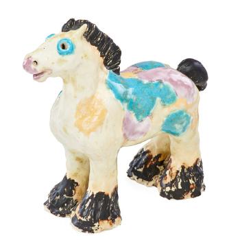 Draft horse figurine by 
																			 Overbeck Pottery