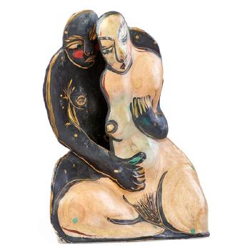 Untitled (Nude woman and black man) by 
																			Akio Takamori