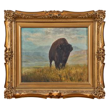 Untitled (bison in landscape) by 
																	Julius Rorphuro