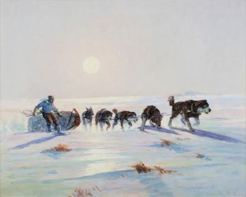 Arctic Night Dog Team by 
																			Ted R Lambert