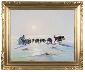 Arctic Night Dog Team by 
																			Ted R Lambert