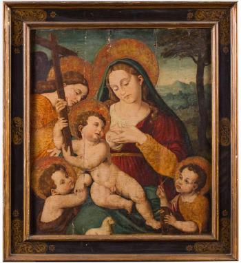 Vierge à l’Enfant entre saint Jean Baptiste et saint Jean l’Evangéliste by 
																			Joan Macip