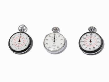 3 Stopwatches Heuer, Heuer Dembo Bristol and Minerva Majex by 
																			 Minerva Watches