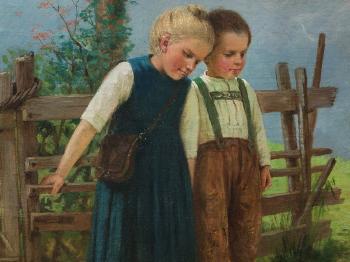 Children With a Dog by 
																			Theodor Kleehaas