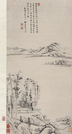 Landscape after Ni Zan's style by 
																	 Tang Dai