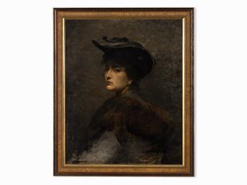 Woman with Hat by 
																			Roger Louis Oberkampf de Dabrun
