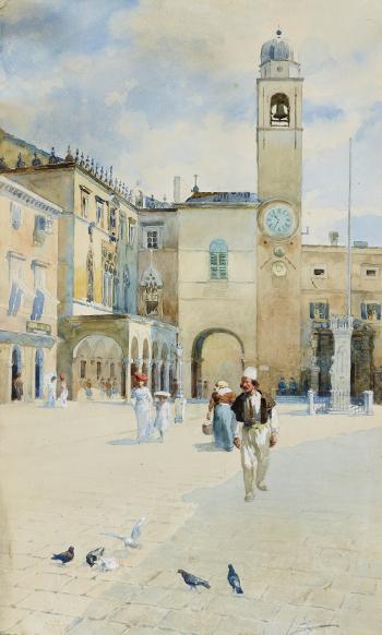 Rathausplatz in Ragusa (Dubrovnik) by 
																			Giuseppe Lallich