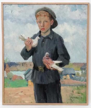 Boy with pigeons by 
																			Gorovykh Evgeni Danilovitch